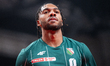 Jayvon Graves warms up before the basketball game between Energa Trefl Sopot and Legia War...