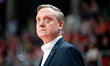 Mikko Larkas, head coach of Trefl Sopot, is seen during the basketball game between Energa...