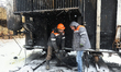 Workers from Kharkivoblenerho brave low temperatures as they repair and restore an energy...