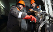 Workers from Kharkivoblenerho repair and restore an energy facility destroyed in a Russian...