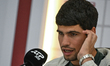 DOHA, QATAR - FEBRUARY 17:Carlos Alcaraz is seen at the press conference following a matc...