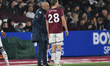 Nuno Espirito Santo, manager of West Ham United, gives Tomas Soucek of West Ham United ins...