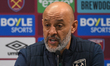 Nuno Espirito Santo, manager of West Ham United, talks to the press after the game during...