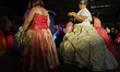 Senior women in Mexico City, Mexico, on February 21, 2026, dance a waltz while celebrating...
