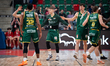 Marcin Woroniecki and his teammates play during the basketball game between WKS Slask Wroc...