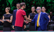 The medal presentation for EA7 Emporio Armani Milano occurs after their victory in the fin...