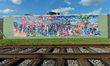 A mural representing 'Old Stratcoma from 100 years ago', on one of the buildings in the Ol...