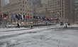 Workers clear the streets and sidewalks at Rockefeller Center in New York, United States,...