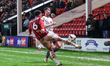 Priestley Farquharson of Walsall FC clears the ball during the Sky Bet League 2 match betw...