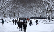 A New York family is in Central Park, Manhattan, on February 23, after the snowstorm passe...