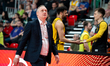 Mikko Larkas, head coach of Trefl Sopot, is seen during the basketball game between Energa...