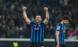 Atalanta BC players express joy for winning the UEFA Champions League 2025/26 League Knock...