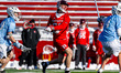 Colin Zeller, 50, of the Rutgers Scarlet Knights takes a shot during an NCAA men's lacross...