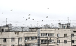 Birds fly over a residential multi-storey building damaged as a result of a Russian strike...