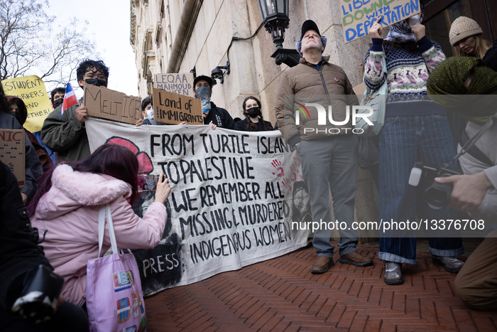 People Protest Arrest And Detention Of Columbia Student By Federal Agents