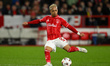Omari Hutchinson of Nottingham Forest lines up a shot at goal during the UEFA Europa Leagu...