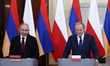 Prime Minister of Armenia Nikol Pashinyan and Prime Minister of Poland Donald Tusk during...