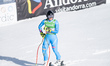Laura Pirovano of Italy arrives at the finish line during the Audi FIS World Cup downhill...