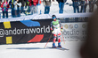 Romane Miradoli of France arrives at the finish line during the Audi FIS World Cup downhil...