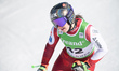 Lena Wechner of Austria arrives at the finish line during the Audi FIS World Cup downhill...