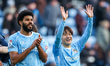 Ellis Simms of Coventry City and Tatsuhiro Sakamoto of Coventry City thank the fans for th...