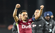 Mario Camora celebrates during the Romania Superliga match between CFR Cluj and Petrolul P...