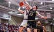 Andrew Phillips (21) of the Lafayette Leopards attempts a two-point field goal during an N...