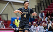 Jaxson Bell (4) of the Army Black Knights celebrates during an NCAA men's basketball game...