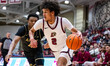 KAIMANI MURDOCK of the Lafayette Leopards drives the ball during an NCAA men's basketball...