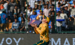 David Miller of South Africa catches the ball as Sikandar Raza of Zimbabwe gets out after...