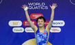 Chen Yiwen of China celebrates after competing in the Women's 3m Springboard Final during...