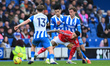 Igor Jesus of Nottingham Forest battles with Jack Hinshelwood of Brighton during the Premi...