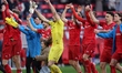 FC Twente players thank the crowd after the Dutch Eredivisie match between FC Twente and F...