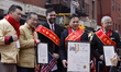 New York City Mayor Zohran Mamdani, alongside Governor Kathy Hochul and members of the Chi...