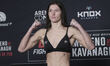 Ernesta Kareckaite of Lithuania poses on the scale during the UFC Fight Night ceremonial w...