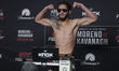 Javier Reyes of Colombia poses on the scale during the UFC Fight Night ceremonial weigh-in...