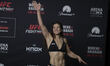 Ailin Perez of Argentina poses on the scale during the UFC Fight Night ceremonial weigh-in...