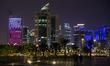 The skyline of the Doha West Bay business district is seen from the Corniche waterfront pr...