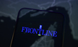 The logo of the tanker operator Frontline appears on a smartphone screen placed on a refle...