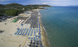 Drone images of Amolofi Beach in Kavala,  in Northern Greece on 20 July 2016 with golden c...