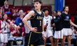 JACKSON FURMAN of the Army Black Knights reacts during an NCAA men's basketball game at Ki...