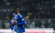 Assane Diao of Como 1907 is in action during the Coppa Italia Semi Final First Leg footbal...
