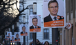 EGER, HUNGARY – MARCH 3: Rows of campaign posters for Fidesz party candidate Dr. Gabor Pa...