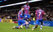 Crystal Palace players celebrate the third goal during the Premier League match between To...