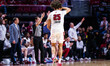 Aiden Tobiason, 25, of the Temple Owls celebrates during an NCAA men's basketball game at...