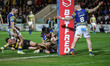Ben Currie scores his 100th try for Warrington Wolves during the Betfred Super League Roun...