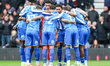 The Sheffield Wednesday team huddles at kick-off during the Sky Bet Championship match bet...