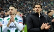 In Groningen, Netherlands, on March 7, 2026, FC Groningen players Marco Rente and Oskar Za...