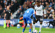 Jaydon Banel of Derby County is in attacking action with the ball during the Sky Bet Champ...
