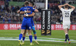 Leonardo Marin of Italy Rugby celebrates after scoring a try during the Guinness Six Natio...